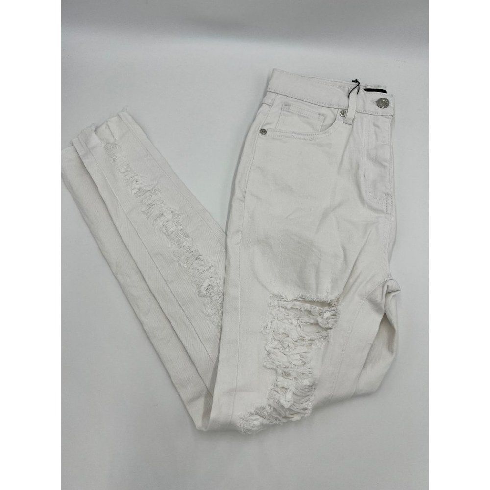 Brand New White Long Extreme Rip Skinny Jeans‎ For Women Size US 4